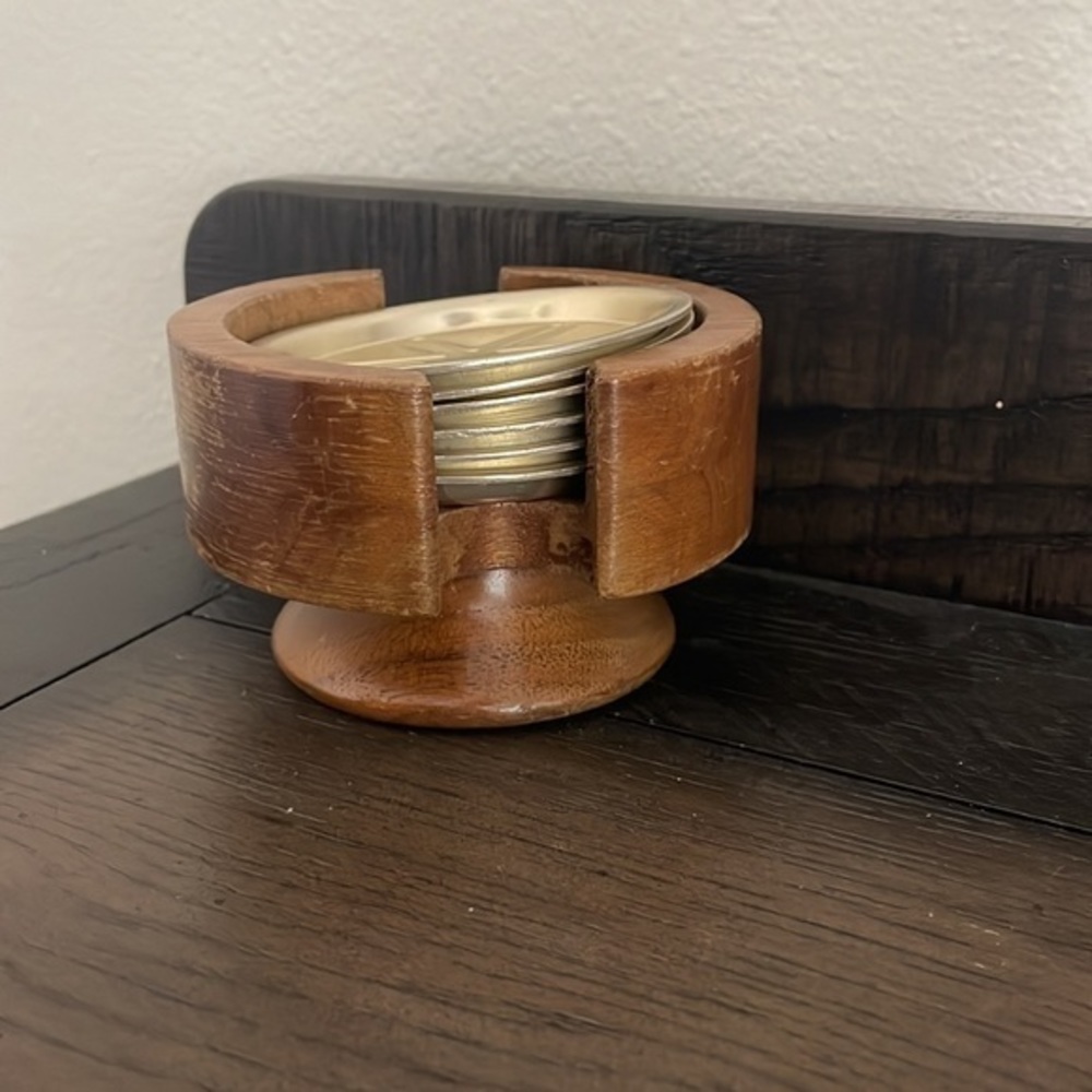 Solid American Walnut Coaster Set- Vintage‎ - Picture 10 of 10